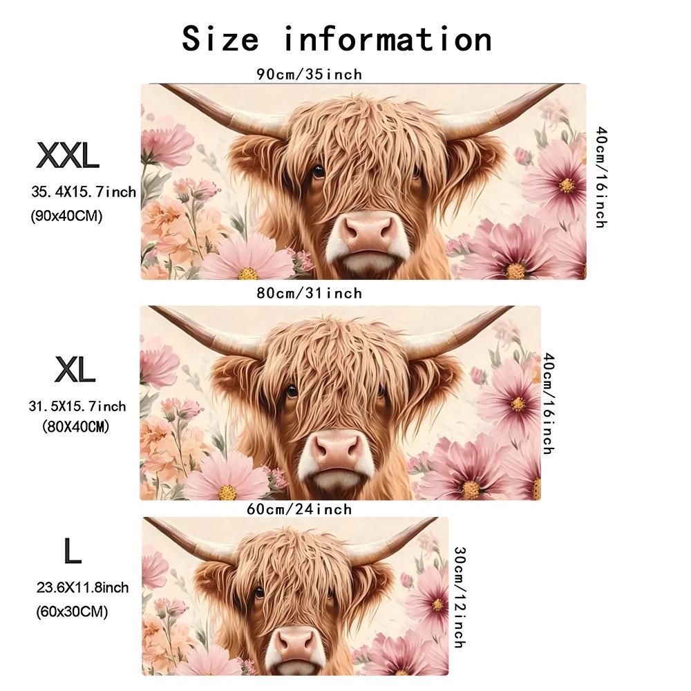 Highland Cow Pink Floral Large - đánh giá và giá Cow Mat Rubber